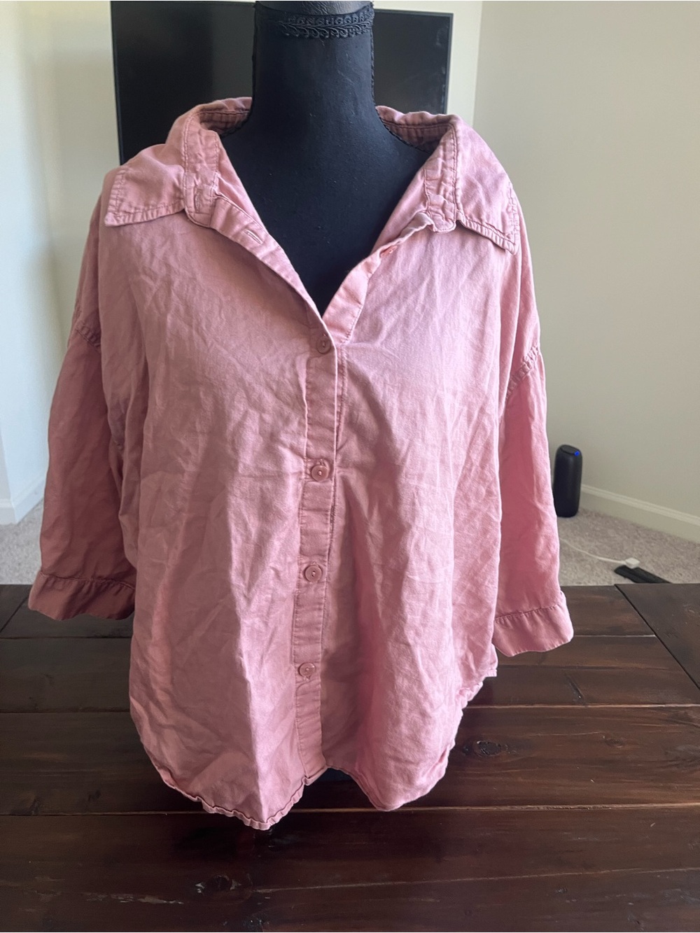 Athleta Women's Washed Dusty Rose Pink Linen Shirt
